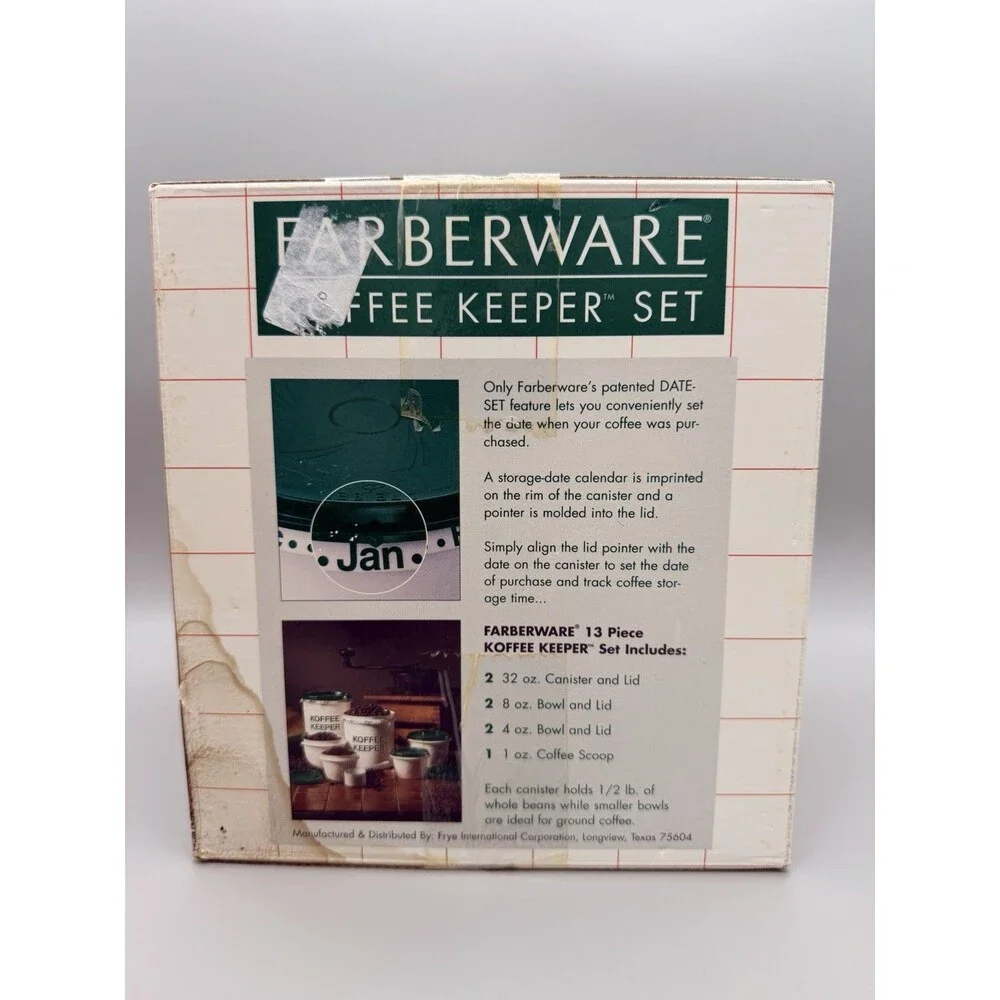 VTG Farberware Koffee Keeper Set 13 Pc Hunter Green Coffee Canisters 90s Retro
